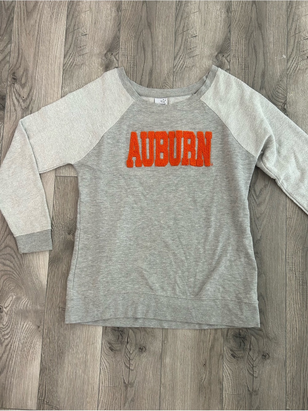 Gray Auburn Logo Raglan Sweatshirt with Orange Chenille Letters